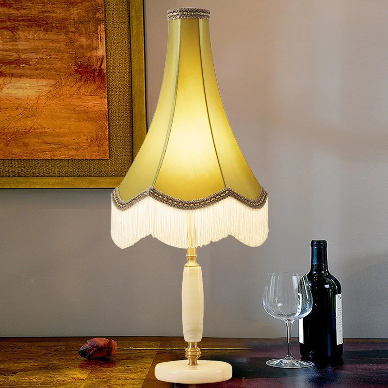American Retro Art Tassel Copper Desk Lamp Beside The Bedside Sofa Homestay Hotel Villa Minimalist Home Decoration Light Fixture