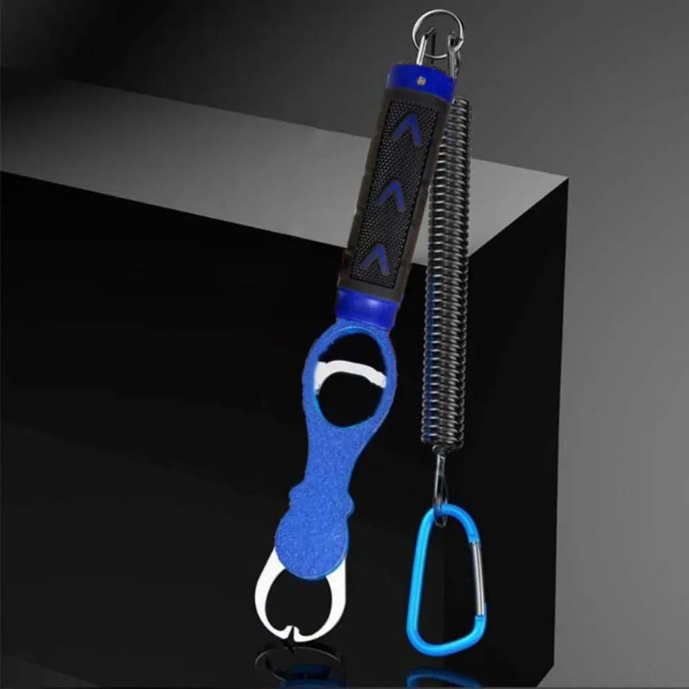 

Portable Aluminum Alloy Fishing Lip Grip EVA Tackle Fish Controller Long Handle with Lanyard Fishing Beak Grip Catch Fish