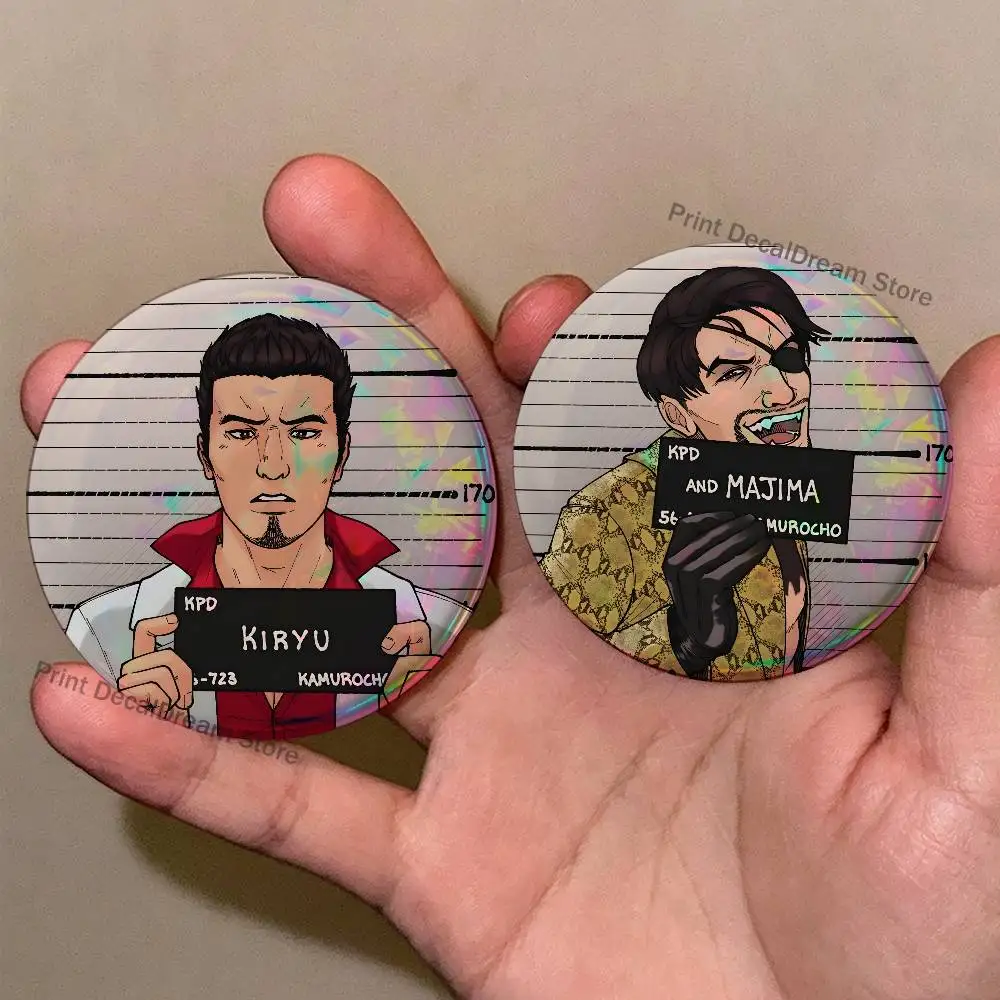 Japanese Game Y-Yakuza K-Kiryu Dragon Brooches for Backpack Accessories 25mm,32mm,48mm,58mm,75mm Round Enamel Pins Cartoon Badge