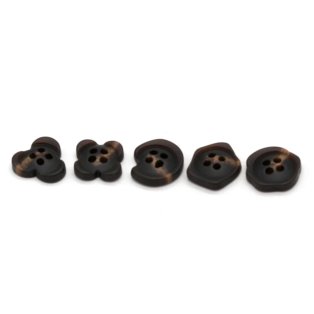 HENGC 30Pcs 11mm Black Horn Resin Buttons for Clothing Fashion Men Shirt Women Blouse Dress Irregular Shape Sewing Accessories