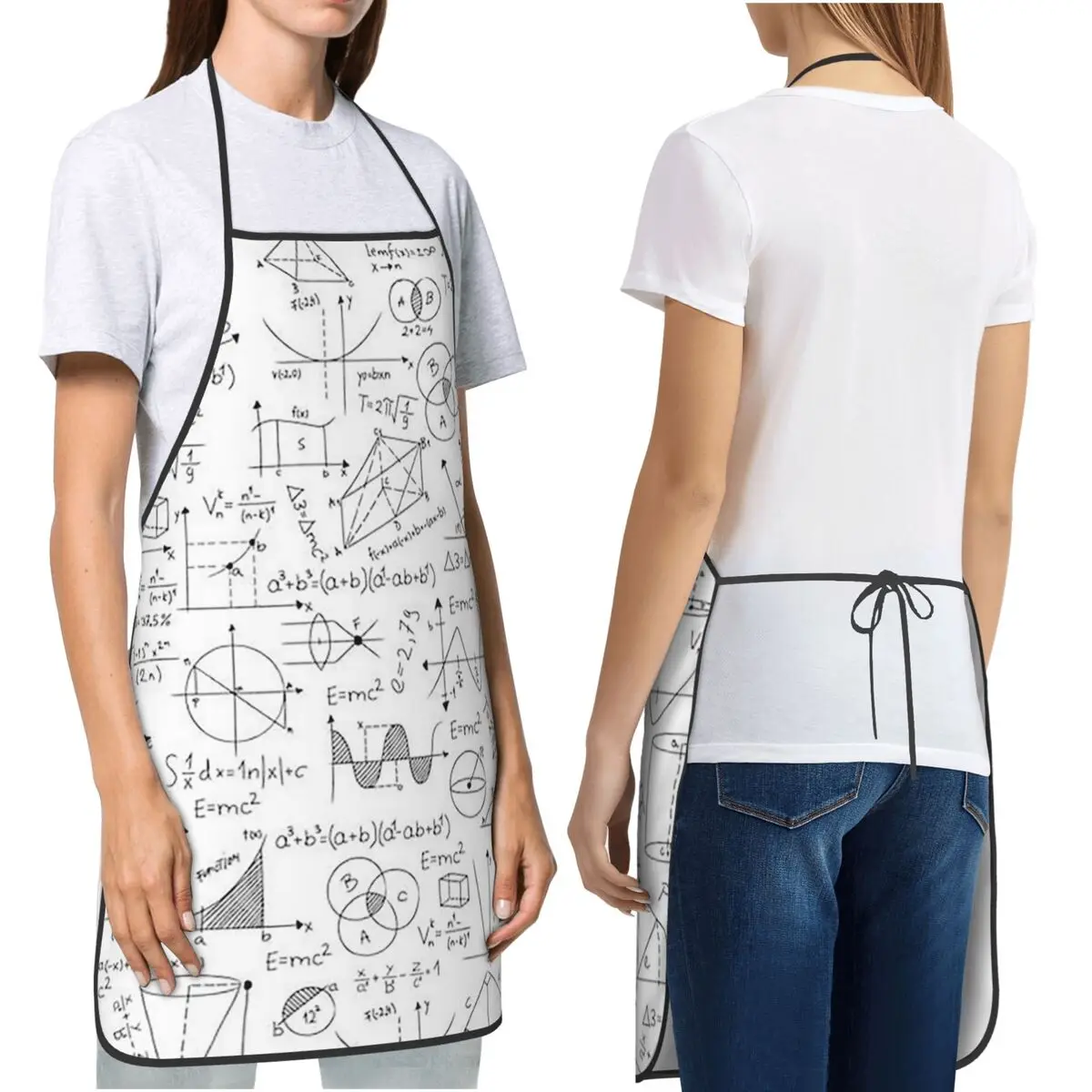 Mathematics Formulas Math Numbers Apron Chef Cooking Cuisine Tablier Bib Kitchen Cleaning Pinafore for Women Men Painting