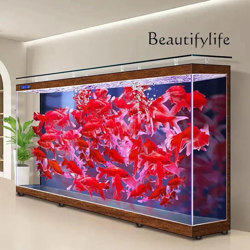 V Floor-to-ceiling Ultra-platinum Fish Tank Living Room Company Back Filter Against Wall Automatic Circulation Filter Water Tank
