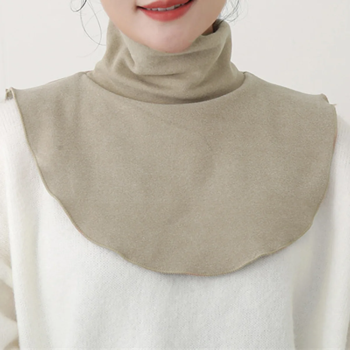 Simple Muslim Fake False Collars Womens Velvet Half Collar Fashion Solid Color Turtleneck High Neck Cover Detachable Neck Collar