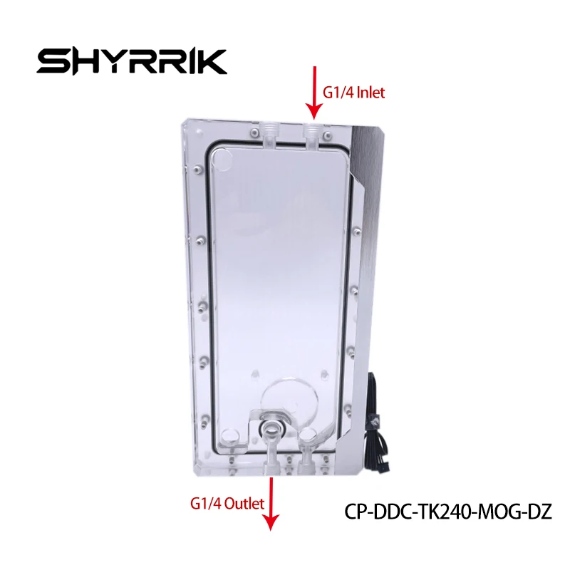 Shyrrik Computer Water-cooled Highly Transparent Acrylic Square Water Tank / Reservoir with Pump RGB Light CP-DDC-TK240-MOG-DZ