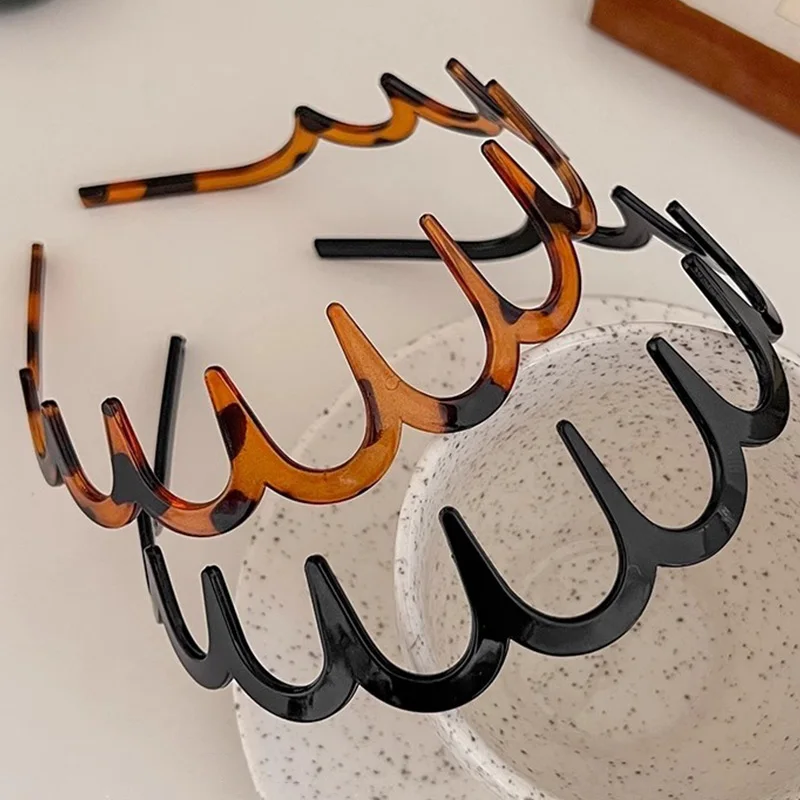 2025 новые модные волнистые повязки на голову для женщин, спортивная повязка для мытья лица, летние черные зубчатые нескользящие ленты для волос, аксессуары для волос