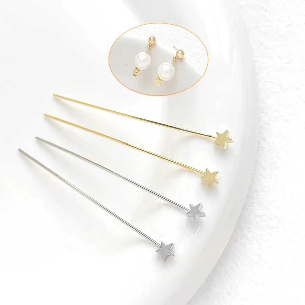 8 PCS Copper Plated with Genuine Gold Star T-shaped Needle DIY Makes Fashionable Jewelry Necklace Bracelet Accessory Materials
