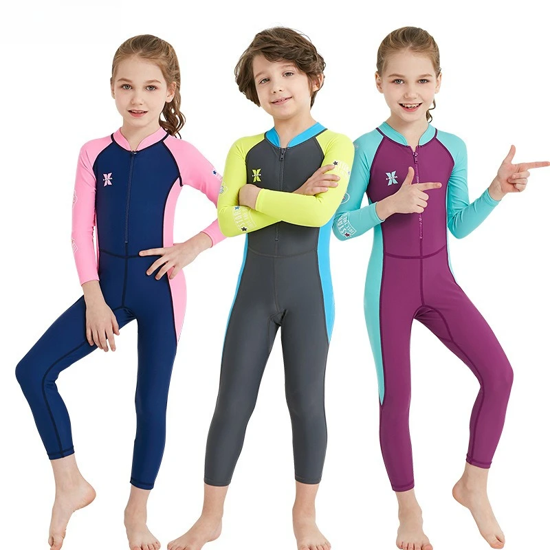 

Summer new children's wetsuits outdoor long-sleeved one-piece swimsuits sun protection quick-drying children's swimsuits