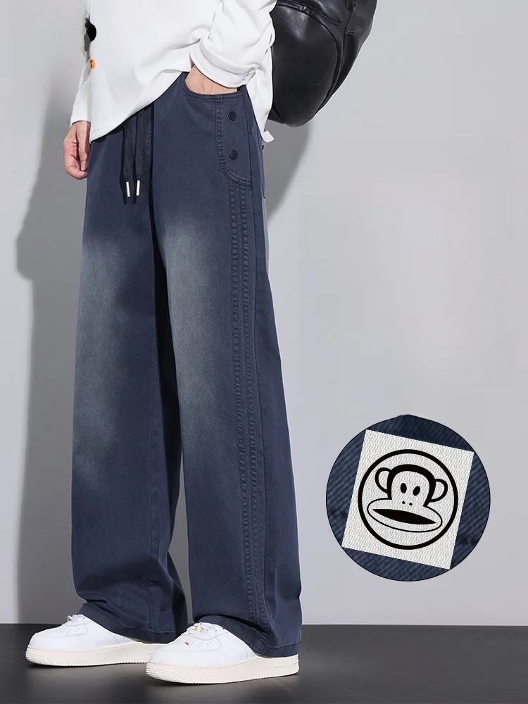 

PaulFrank Retro adient Casual Pants Men's Spring Loose Drapey Trendy Straight Leg Trousers Youth Faion Anti-Wrinkle