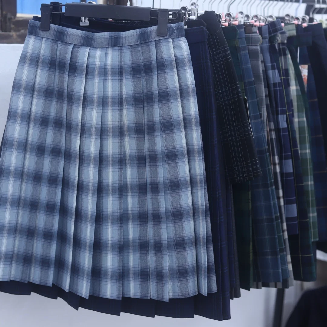 

Vintage Japanese School Uniform Plaid Skirt Box Pleat Long Skirt Style Straight Leg Pants Seasonless Gender: Female