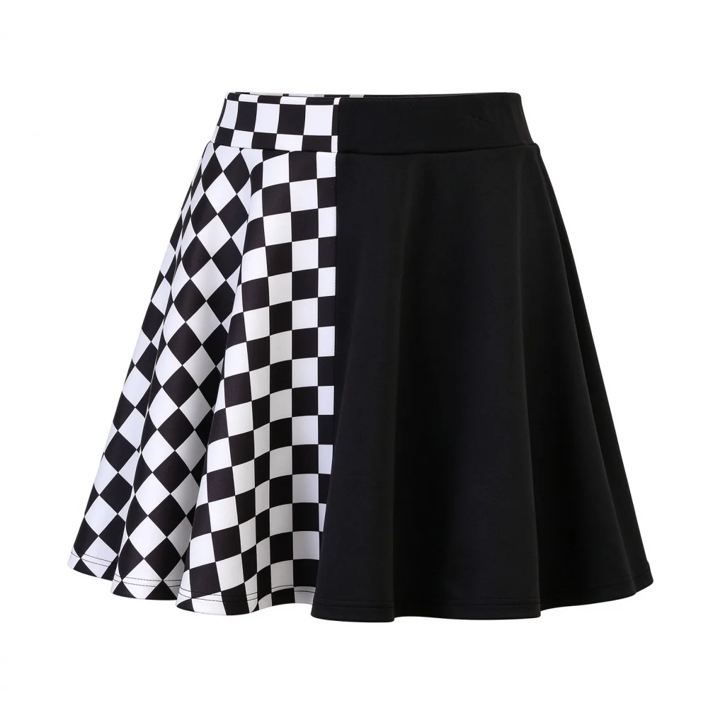 Y2K Punk Plaid Patchwork Pleated Skirt Women High Waist A Line Vintage Skirt Female Streetwear Alt Aesthetic Casual Party Bottom