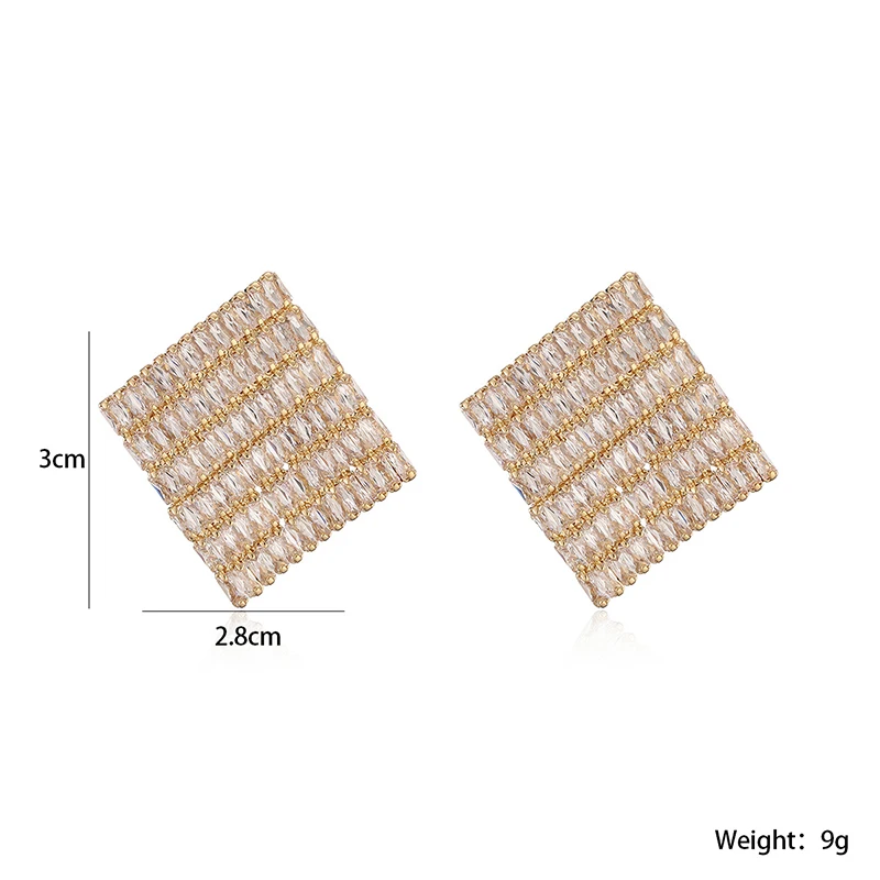 GANPUP Funkelnde Quadratische Vollzirkonia-Ohrstecker für Damen, Modischer Neuer Trendiger Ohrschmuck, Geschenk für Party, Damenohrringe – Detail 1