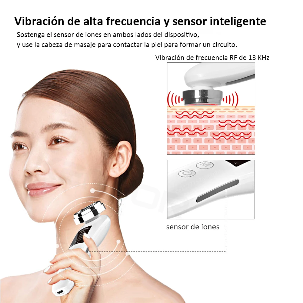 5 in 1 Face Neck Massager EMS Microccunt Skin Tightening Hot Compress Facial Lifting Rejuvenation LED Light Anti Wrinkle Device