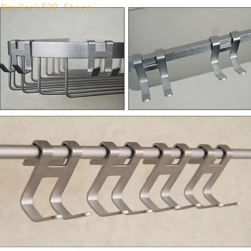 Space Aluminum Shower Glass Door Hook Hole Towel Rack Hanger for Key Organi N84C