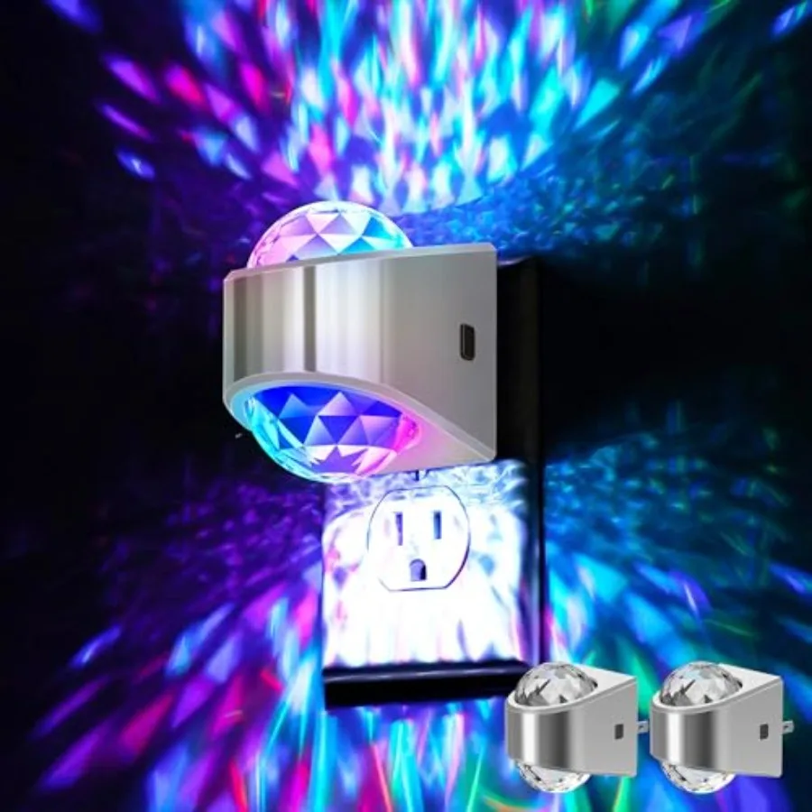 

Ночник-проектор для спальни, подключаемый к розетке, серебристый, с 9-цветной RGB-подсветкой, эффектом галактики и датчиком сумерек