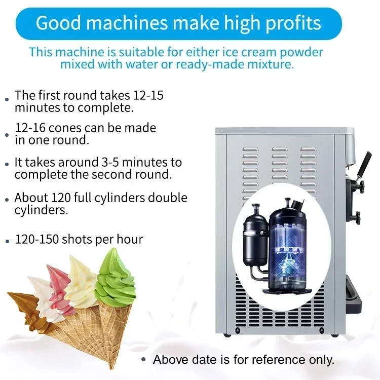 18-20L/H Single Flavor Softy Serve Table Top Ice Creammachine Maker Yogurt Maquina Para Hacer Helado Sundae Ice Cream Machine