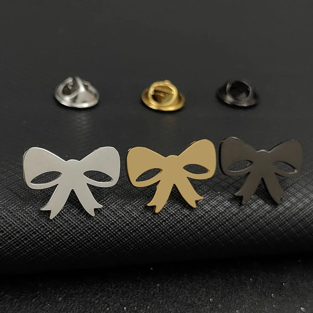 بروش من الفولاذ المقاوم للصدأ بربطة عنق ذهبية مبتكرة من واتي، قلادة حقيبة ظهر عصرية، دبوس طية صدر السترة، هدية شارة للأصدقاء. #2