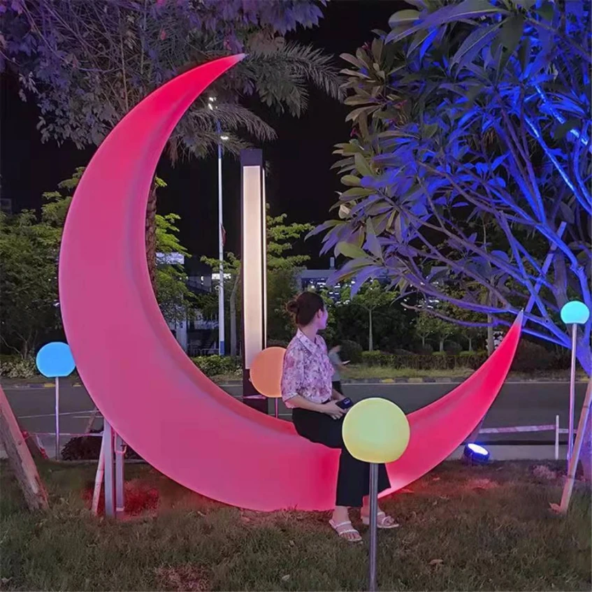 

LED Swing Led Chair Twinkle Moon Shaped Stool Courtyard Balcony Garden Glowing Furniture Swing Hanging Moon Chair