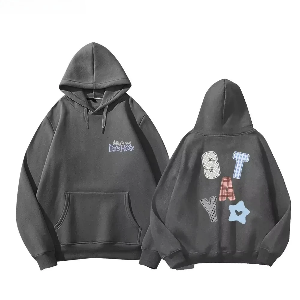 Hoodies STAY in Our Little House Zipper Hoodie Kpop Fashion Star Same Letter Print Sweatshirt High Quality Cotton Thick T Shirt