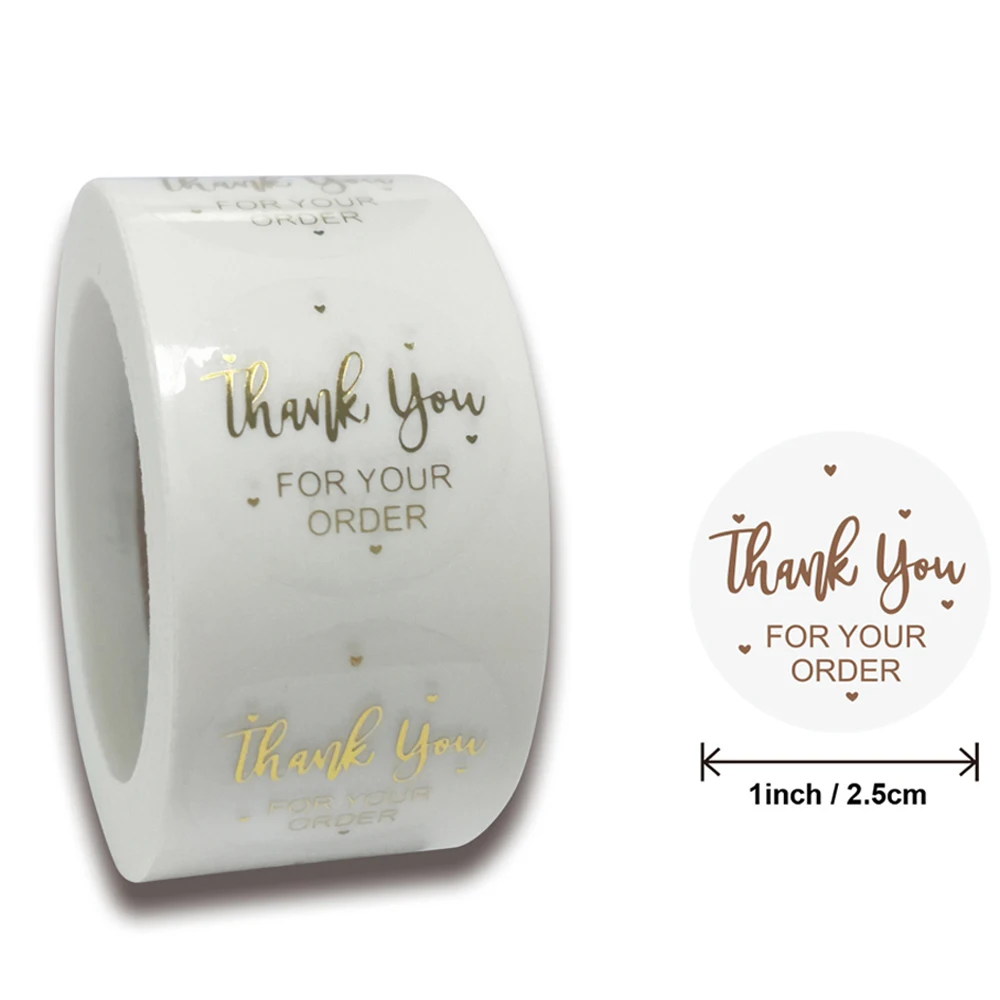 50-500pcs Round Gold Foil Thank You For Your Order Stickers 1 Inch Wedding Pretty Gift Cards Envelope Sealing Label Stickers