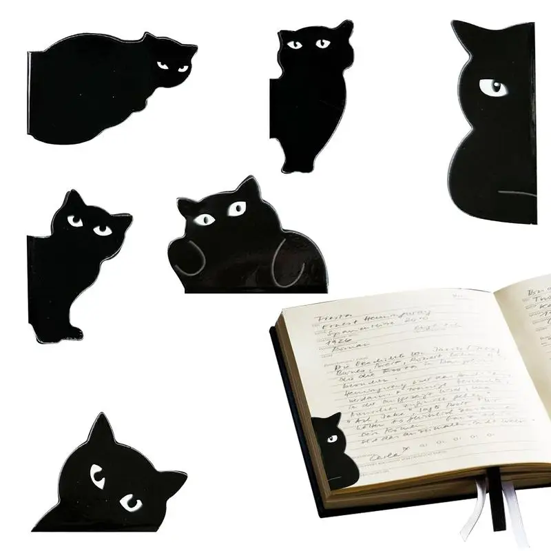Креативная магнитная закладка, канцелярские принадлежности, черный кот, студенческий подарок, зажим для книги, индивидуальная нумерация страниц, школьные принадлежности