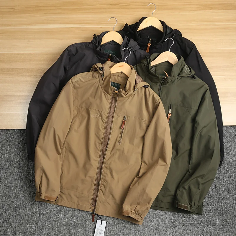 

Техническая футболка в одном, водонепроницаемая ткань, тюнер для скалолазания на открытом воздухе со съемной шляпой, легкое ветрозащитное мужское пальто на подкладке Fce