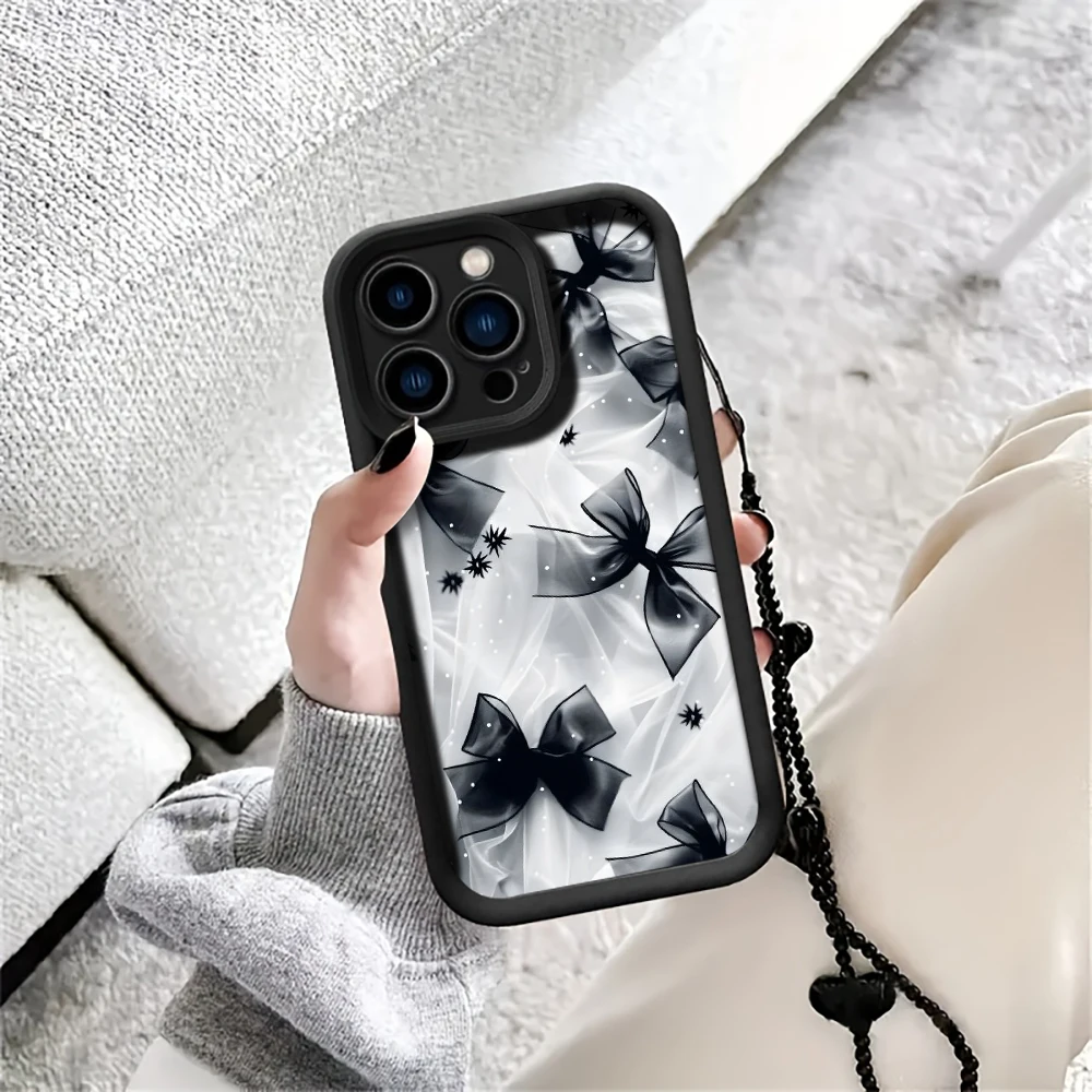 Koreanische Handgelenkschlaufen-Hülle für iPhone 17 15 16 14 Pro Max Plus Hüllen Rosa Schleife für iPhone 13 11 12 XR 7 mit Schmetterlings-Lanyard-Cover – Detail 1