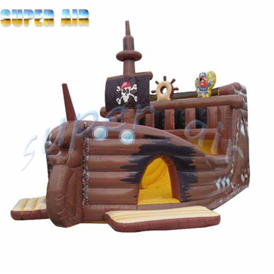 Shocking price giant inflatable pirate ship with slide for children play