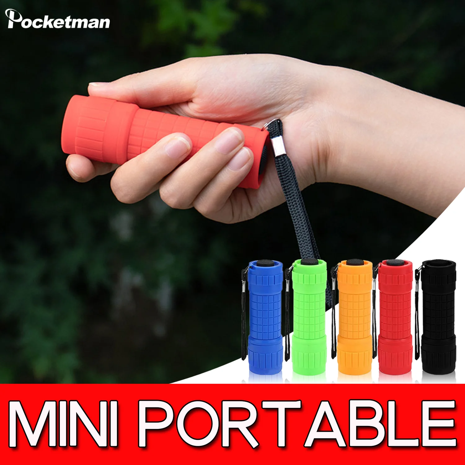 Mini lampe de poche portable à 9 LED, éclairage domestique, extérieur, étanche, lampe à main d'urgence, camping, pêche, lanterne