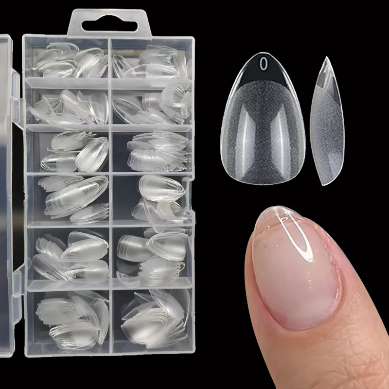 

240Pcs/Box Half Matte XXS Almond Nail Tips Full Cover Soft Gel False Artificial Nails Extension Perfect for Extra Short Nail Bed