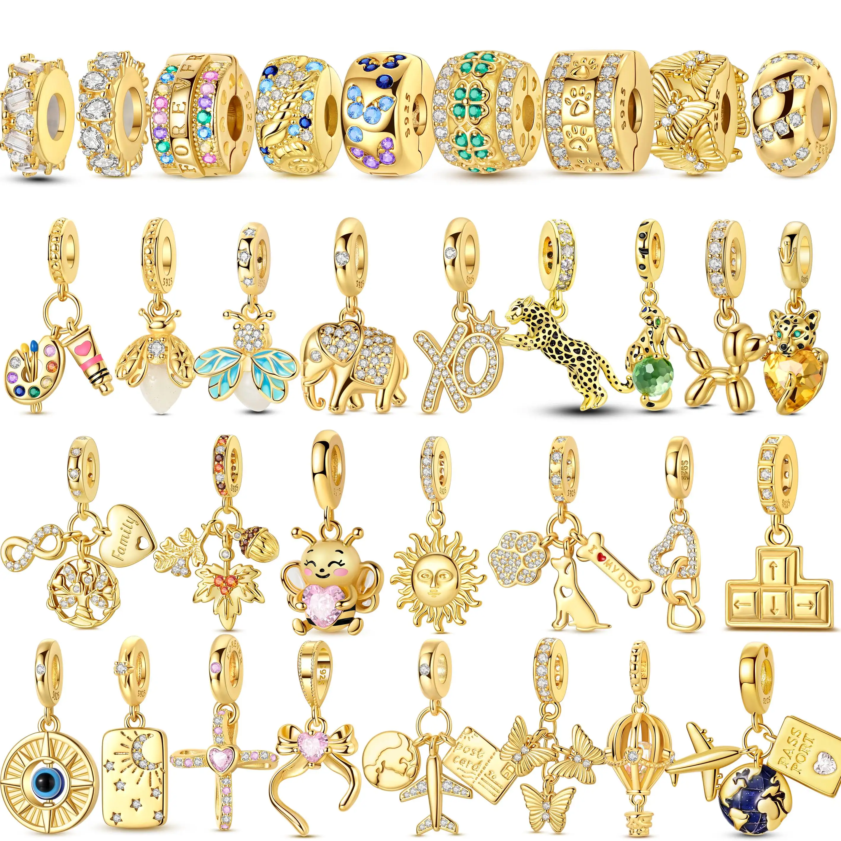 

Новые подвески из стерлингового серебра 925 пробы, золотые роскошные бусины, подвески, подвески, ювелирные изделия, подходят для оригинального браслета 925, подарок «сделай сам» для женщин