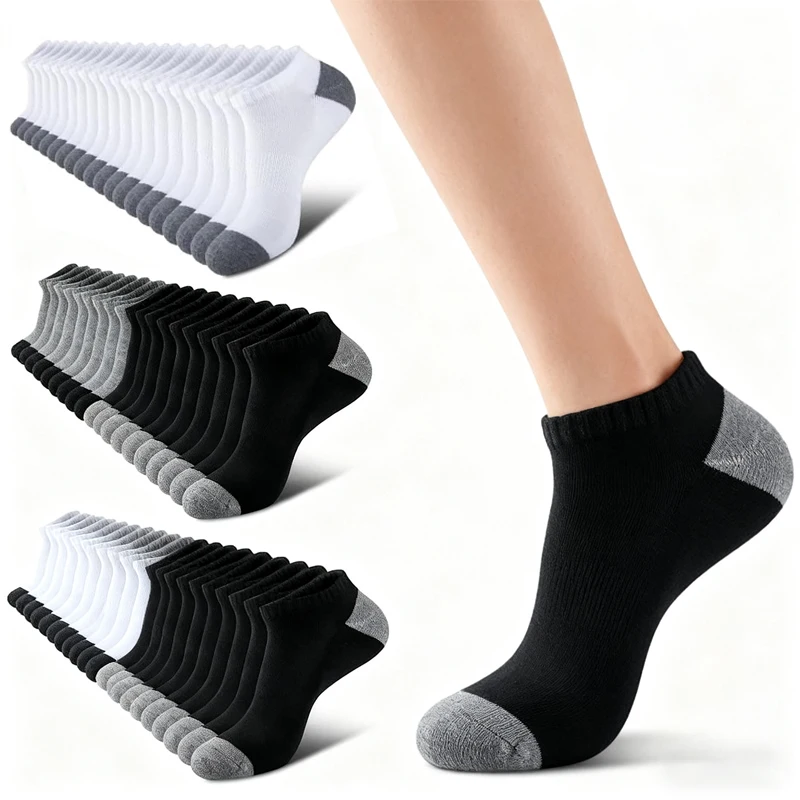 5 Pairs Ankle Running Socks Men Solid Sweat Absorbing Short Socks Comfortable Breathable Low Cut Sport Socks