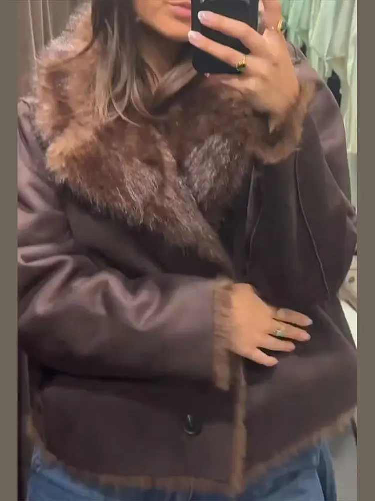 Женские двусторонние пальто из искусственного меха, кожаные ветровки, куртки, зимние утепленные топы, роскошная верхняя одежда, повседневная одежда, женская повседневная одежда Женские двусторонние пальто из искусственного меха, кожаные ветровки, куртки, зимние утепленные топы, роскошная верхняя одежда, повседневная одежда, женская повседневная одежда