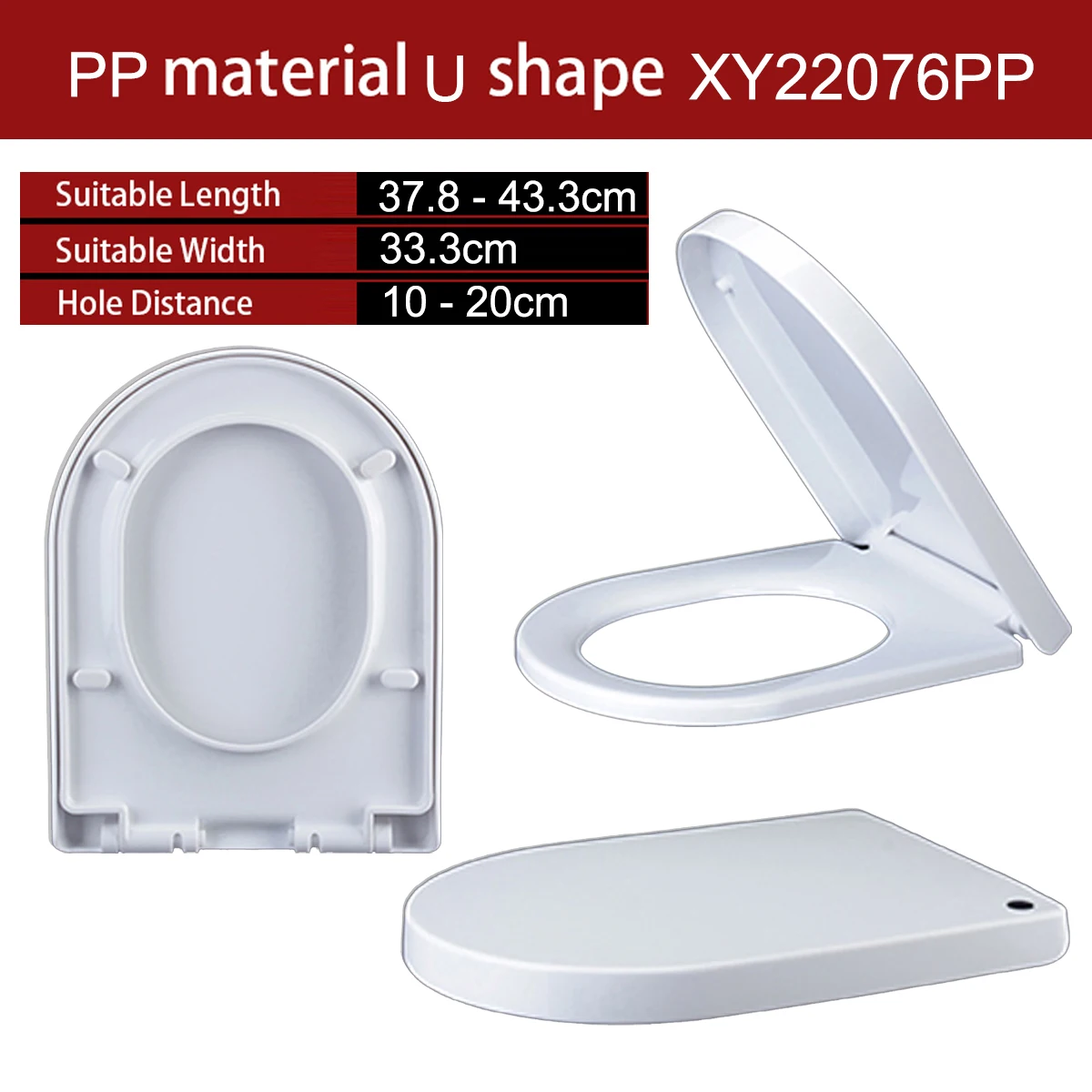 Universal U Shape Elongated Slow Close WC Toilet Seats Cover Bowl Lid Top Mounted Quick Release PP Board Soft Closure XY22076PP