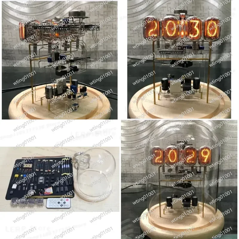 for In12 Nixie Tube Clock Vintage Desk Timepiece with Glowing Glass Valves Unique Handcrafted Decor Ideal Present for