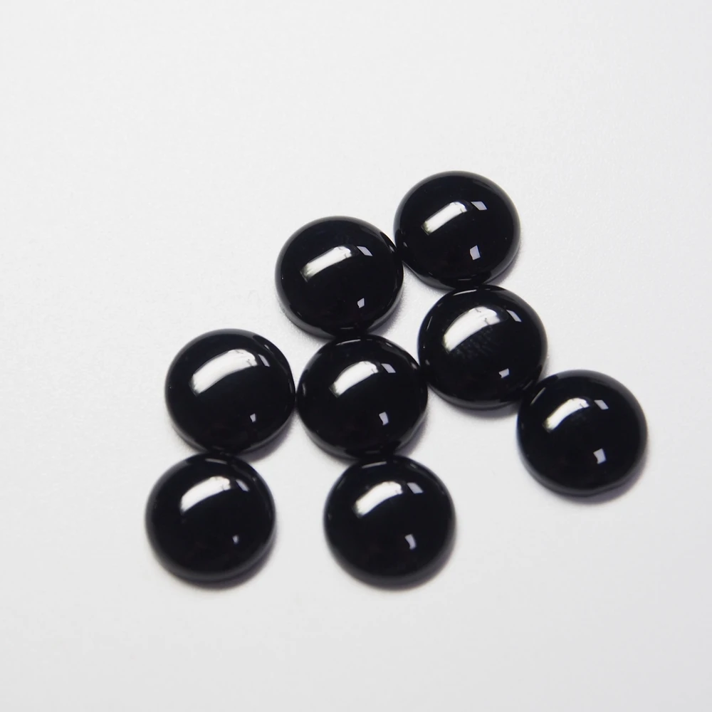 Round Shape 2mm to 20mm Cabochon Gemstone Natural Black Agate Onyx Polished Stone