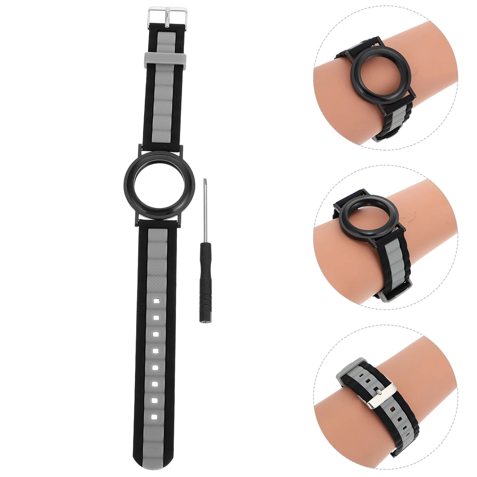 Pulseira de relógio de silicone de proteção total, pulseira macia e antiarranhões para idosos, compatível com airtag smart