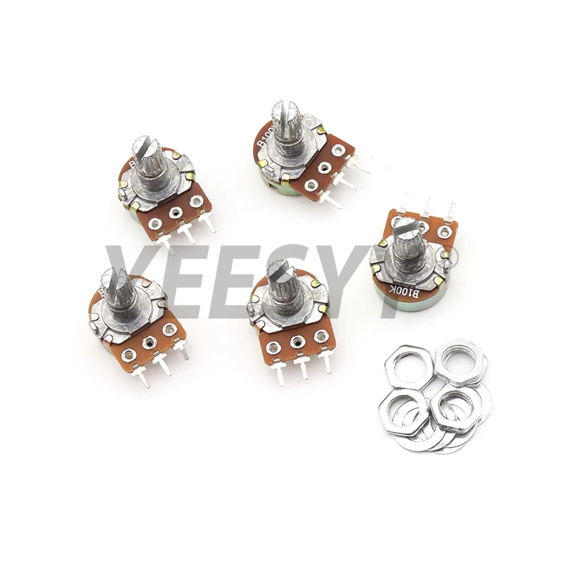 5PCS WH148 15mm 3pin Linear Potentiometer 1K 2K 5K 10K 20K 50K 100K 250K 1M Potentiometers Kit With Nuts And Washers