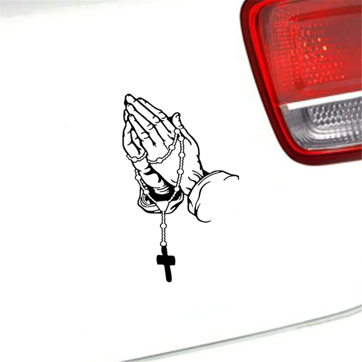 Holy Prayer Hands with Pearl Beads Christian Jesus Faith Sticker Sun Proof Vinyl Decal for Car Window Motorcycle Decoration