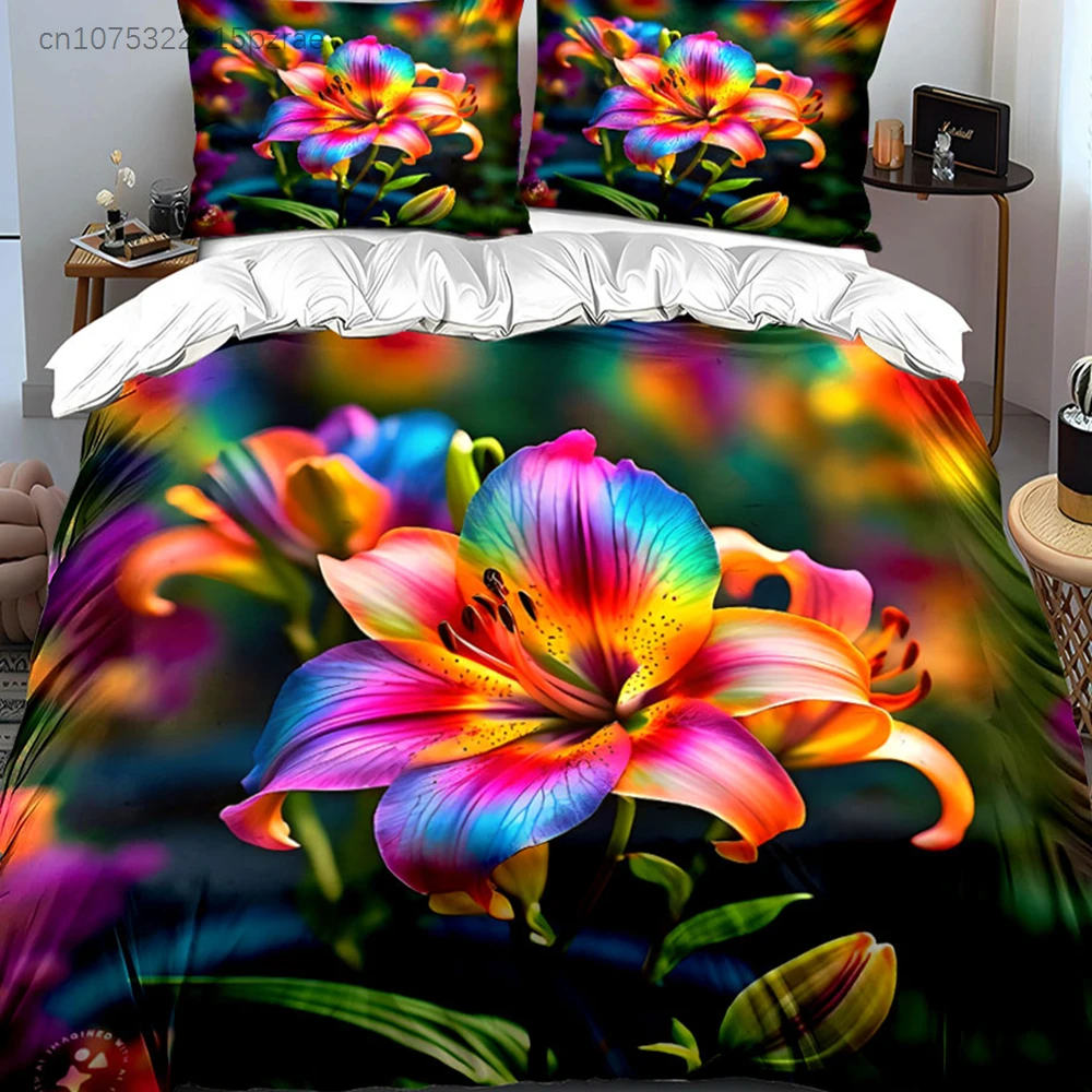 Colorful Floral Decoration Set Multiple Sizes kid's And adults' Bedroom Exquisite 3PC Bedding set, Gift