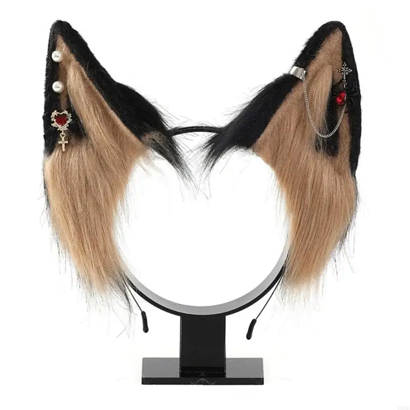 H58E Mooie hoofdband Cartoon Wolf Oorvorm Haarhoepel Leuke haarband voor damesmeisjes