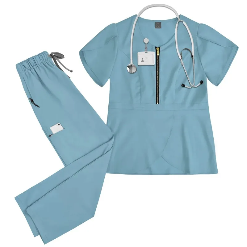 unisex-solid-color-breathable-hand-washing-suit-split-set-pet-hospital-dental-clinic-doctor-and-nurse-work-clothes