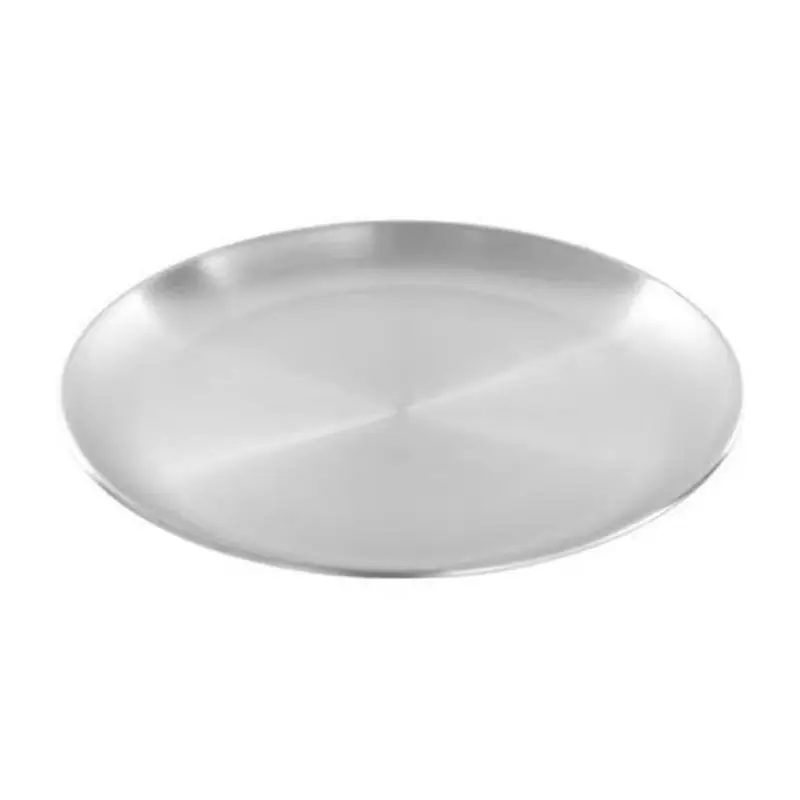4Pcs 23Cm Stainless Steel Bone Spitting Dish Silver Shallow Tray Metal Dining Disc Round Plate Dessert Tableware New