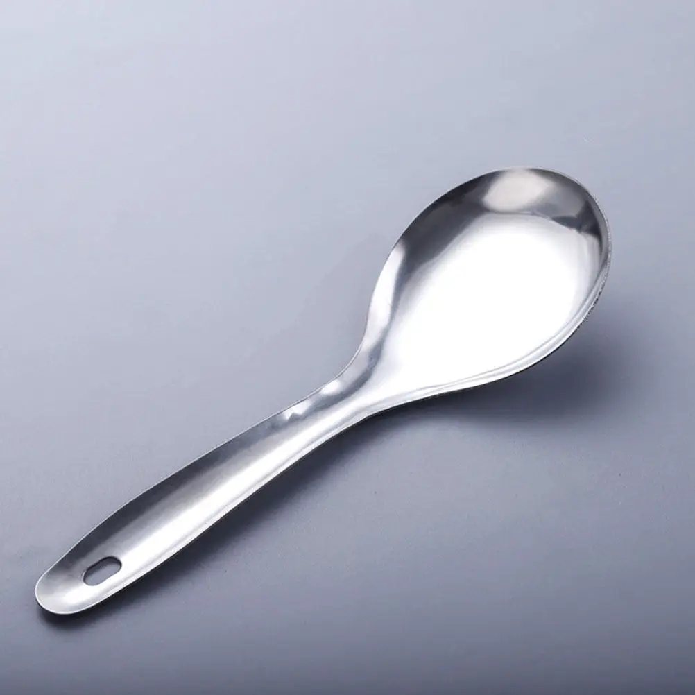 2Pcs Stainless Steel Rice Spoon Humanized Comfort Handle Convenient Rice Scooping Serving Essential Kitchen Utensil Household