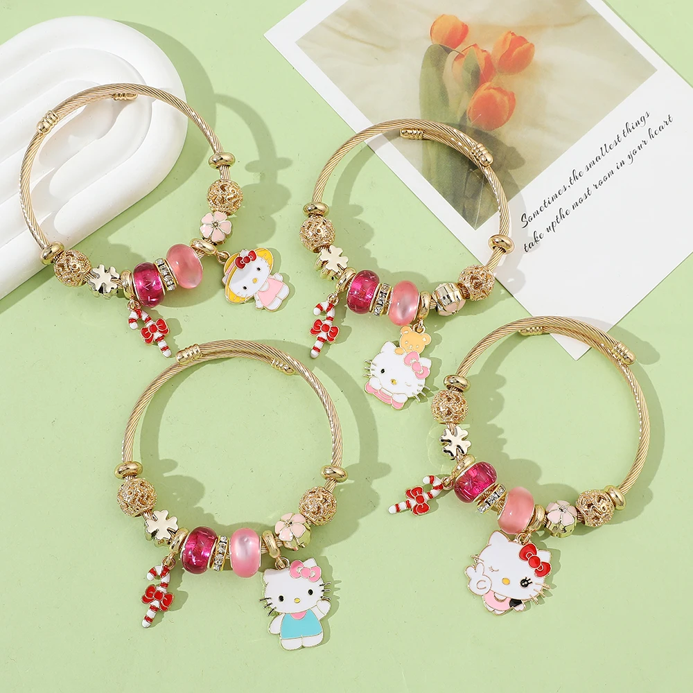 Multi-style anime Japanese fashion cute Hello Kitty DIY beaded bracelet