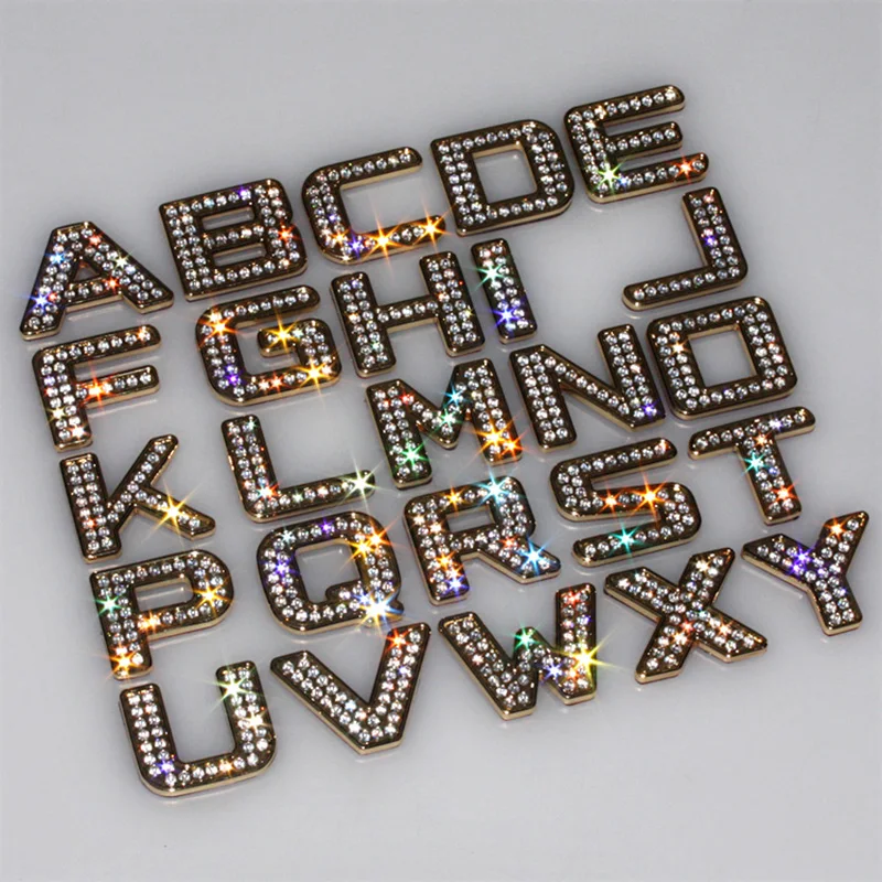 Alloy diamond Different Alphabets Numbers for Vehicle Motorcycle Truck Shoe Charms Decor for Boy and Girl