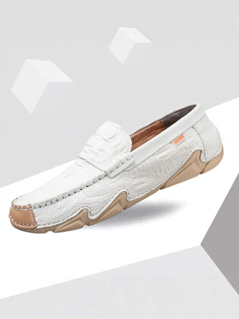 

High-End Men's Slip-On oes Leather Breathable Soft Bot Casual Faionable Bean oes Comfortable Spor