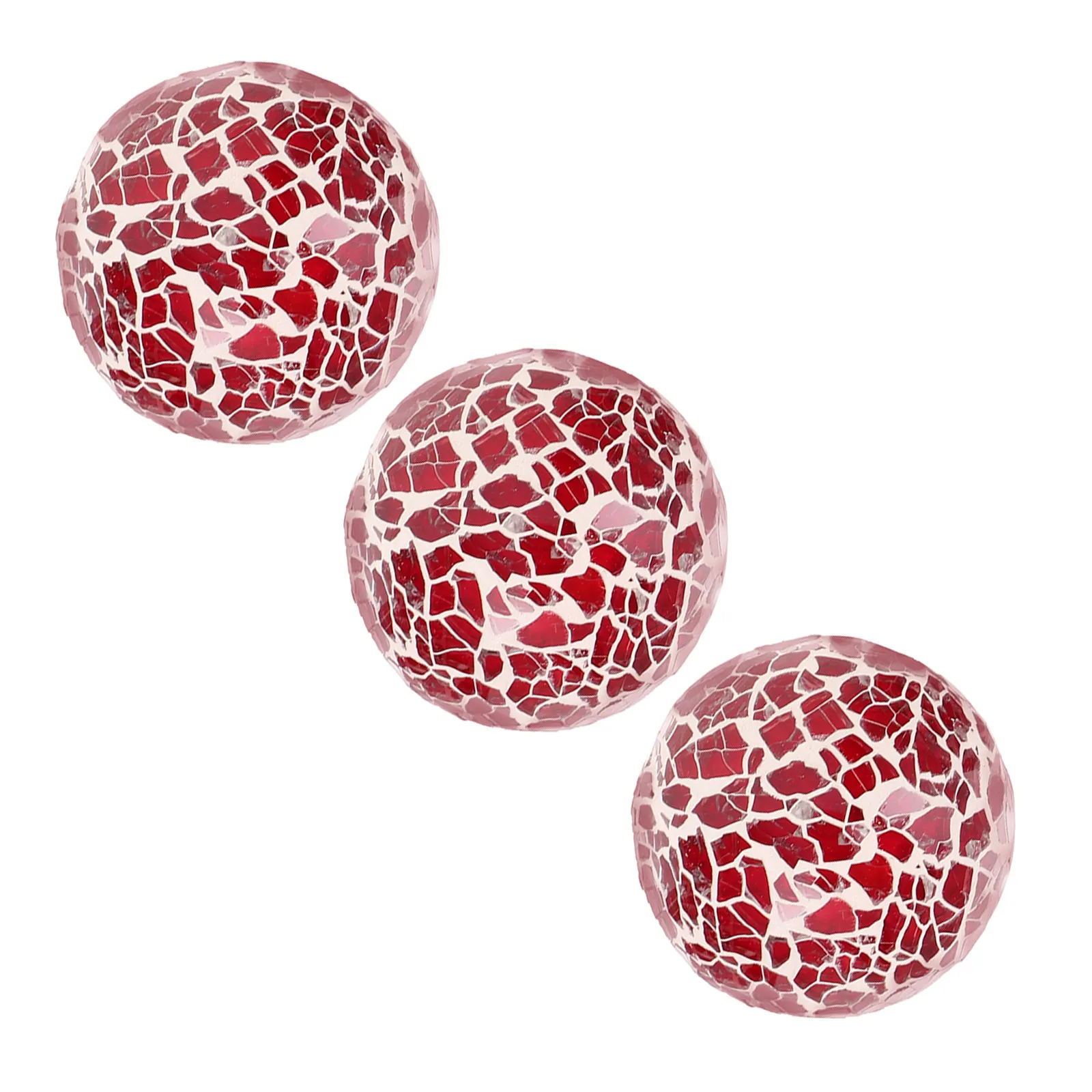 Crackle Glass Ball Decor Set – 3pcs Mosaic Sphere Ornament for Home, Living Room, Dining Table & Desk