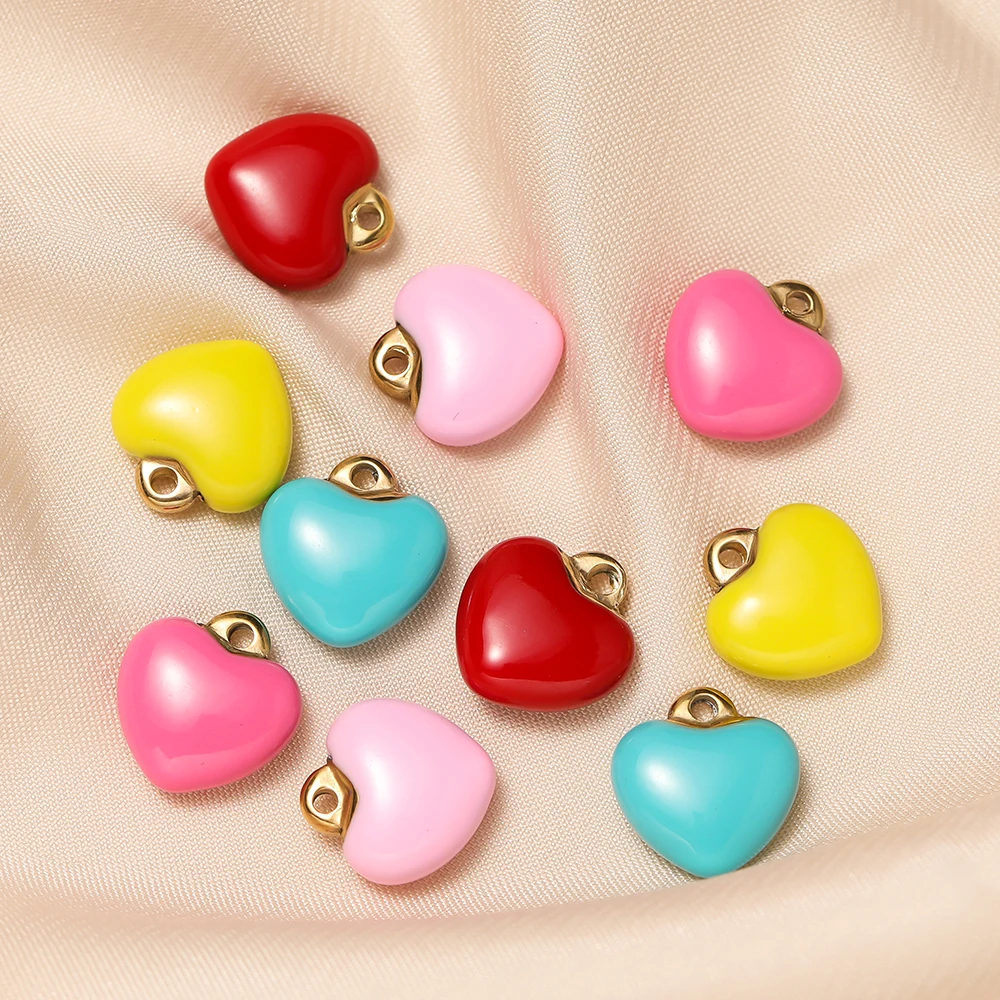 

5pcs/Pack Stainless Steel Multicolor Love Heart Shape Pendants For Handmade DIY Bracelet Bangle Pendant Jewelry Accessories