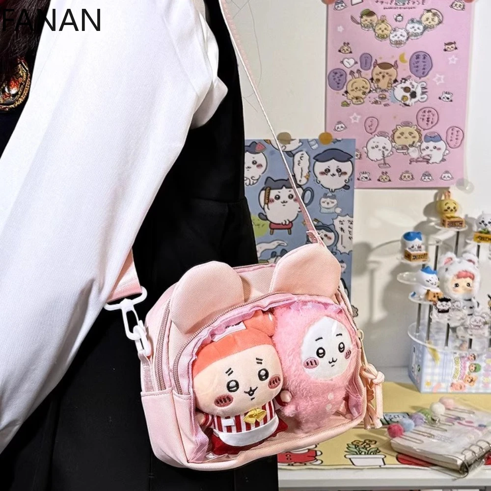 فتاة يابانية كول Ita حقيبة شفافة الوردي سعة صغيرة المحفظة حقيبة كروسبودي حقيبة كتف الحلو Kawaii DIY أنيمي بولسو