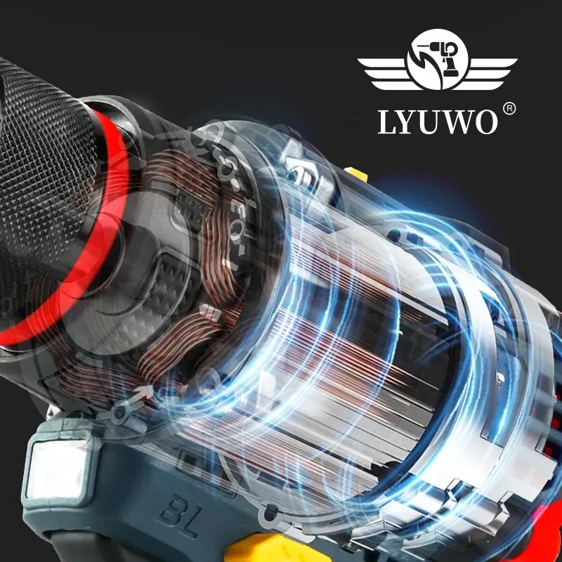 LYUWO 16V Brushless Cordless Drill 70N.m Self-locking Chuck Electric Screwdriver 20 1 Torque Settings 2-Speeds Power Tools